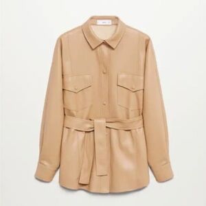 Mango woman’s leather shirt jacket coat